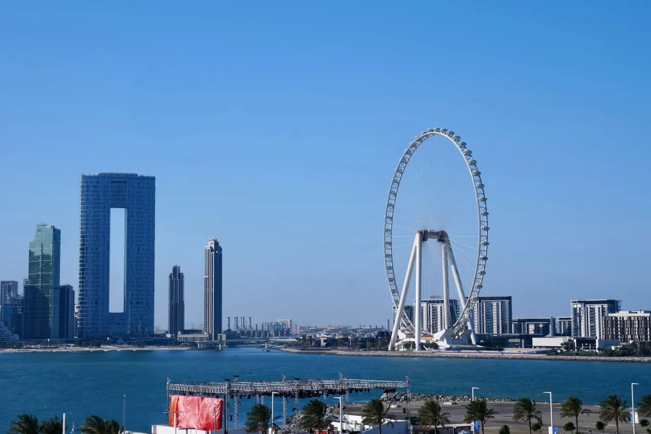 Ain Dubai, the observation wheel on Bluewaters Island, seen across the water on a clear day