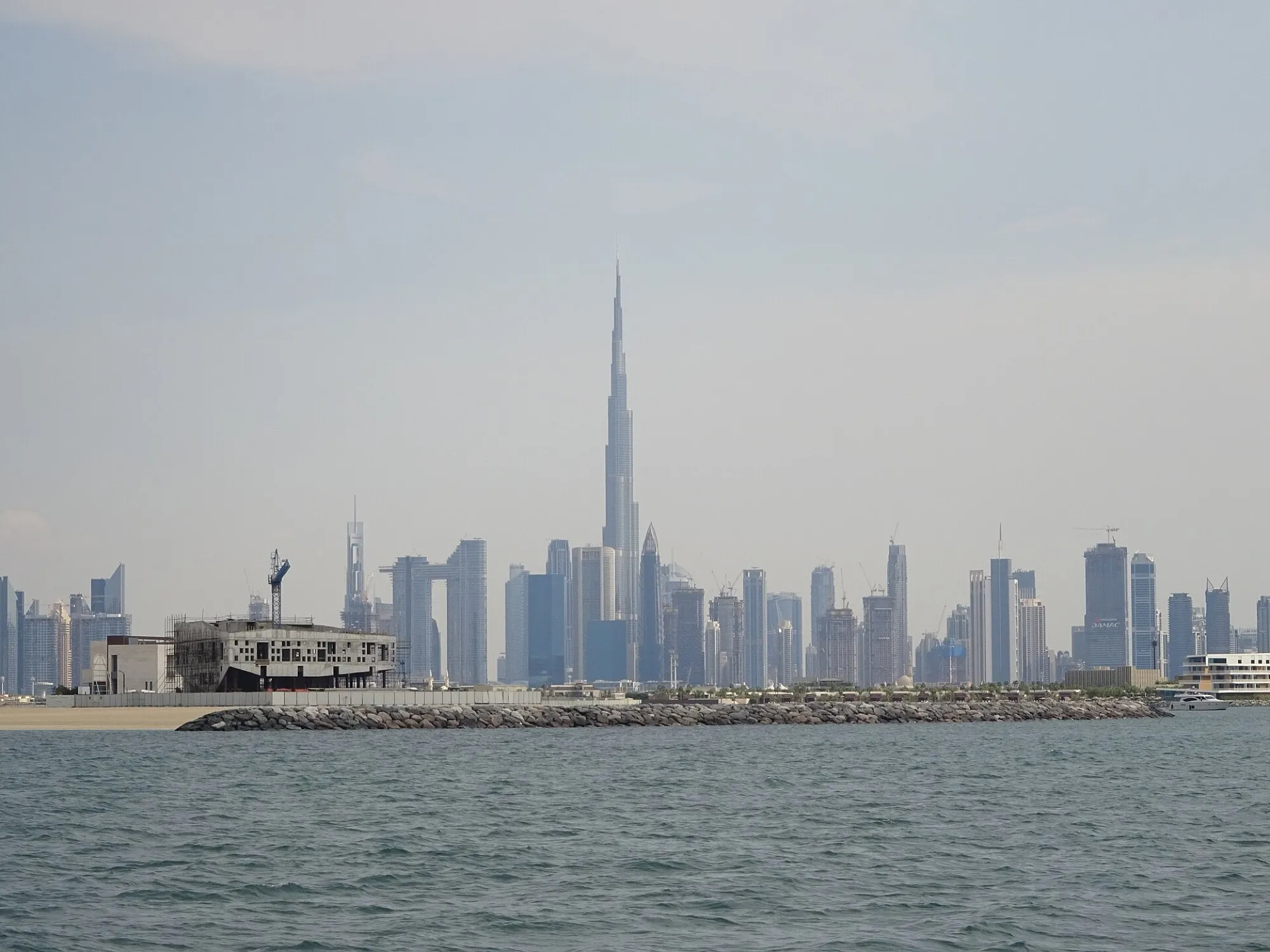 Burj Khalifa and the Downtown Dubai skyline seen from the water