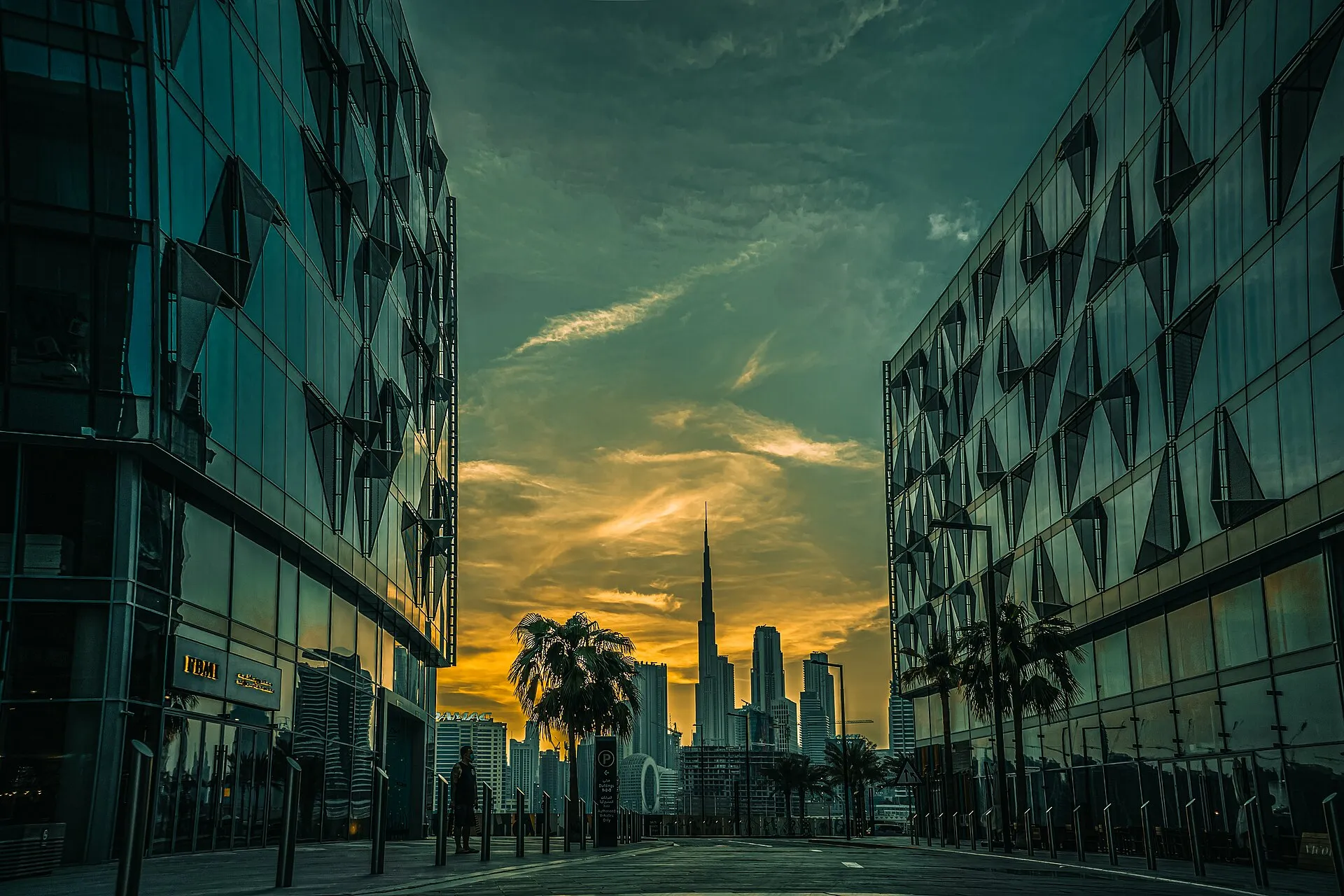 Dubai Design District with the Burj Khalifa in the distance