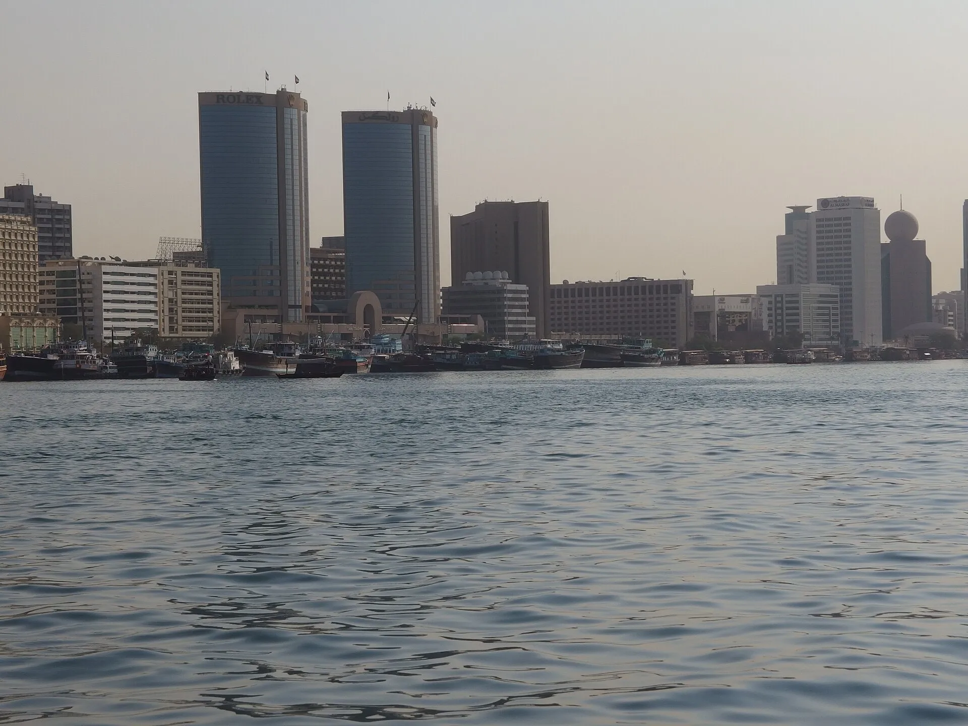 An abra crossing Dubai Creek between Bur Dubai and Deira
