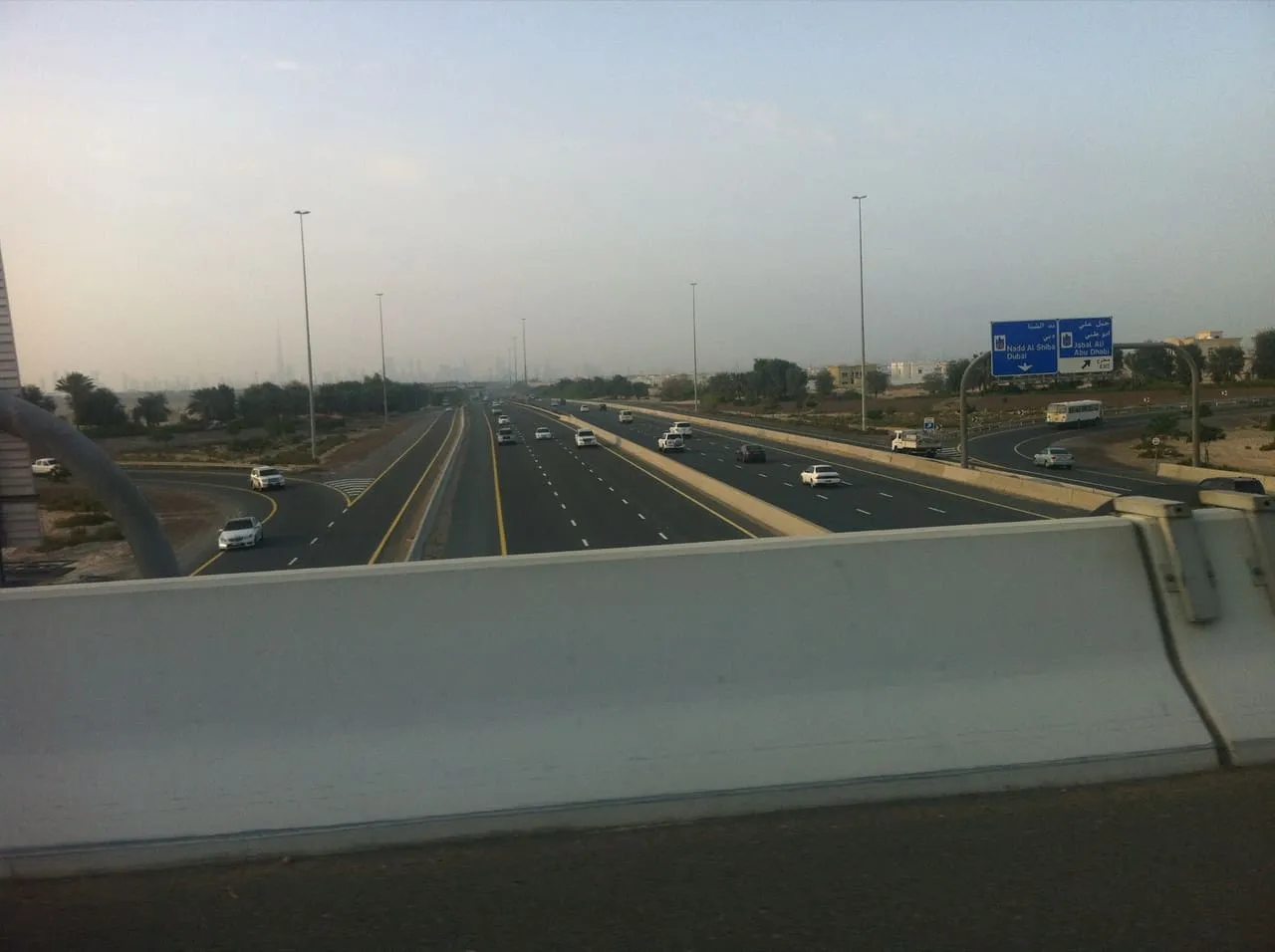 Traffic on the E66 Dubai to Al Ain Road, seen from an overpass