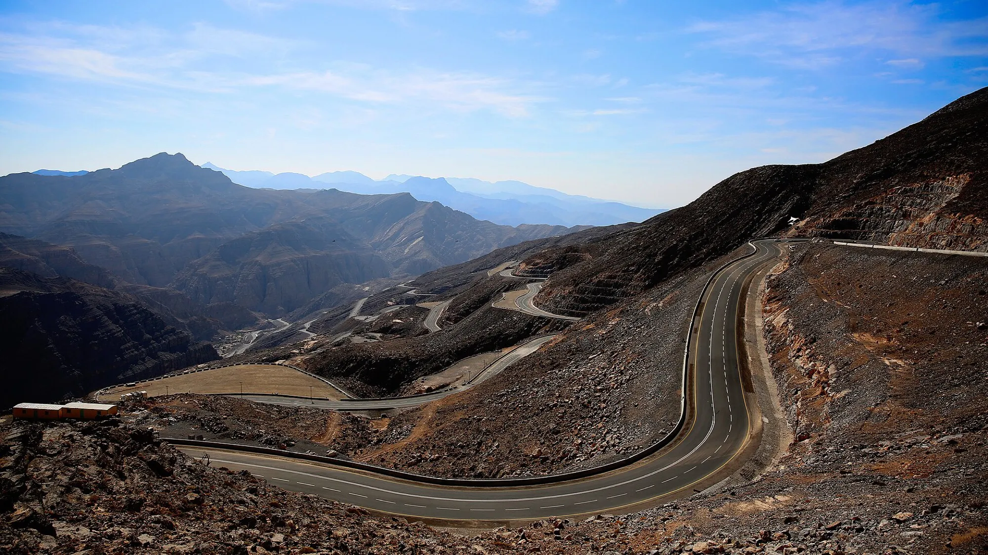 The mountain road climbing Jebel Jais in Ras Al Khaimah