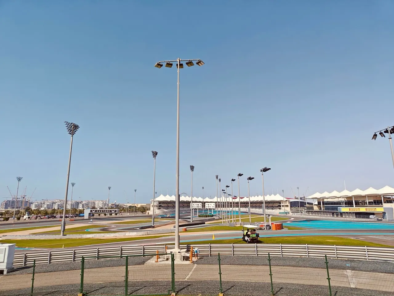 The track and the North Grandstand at Yas Marina Circuit on Yas Island, Abu Dhabi