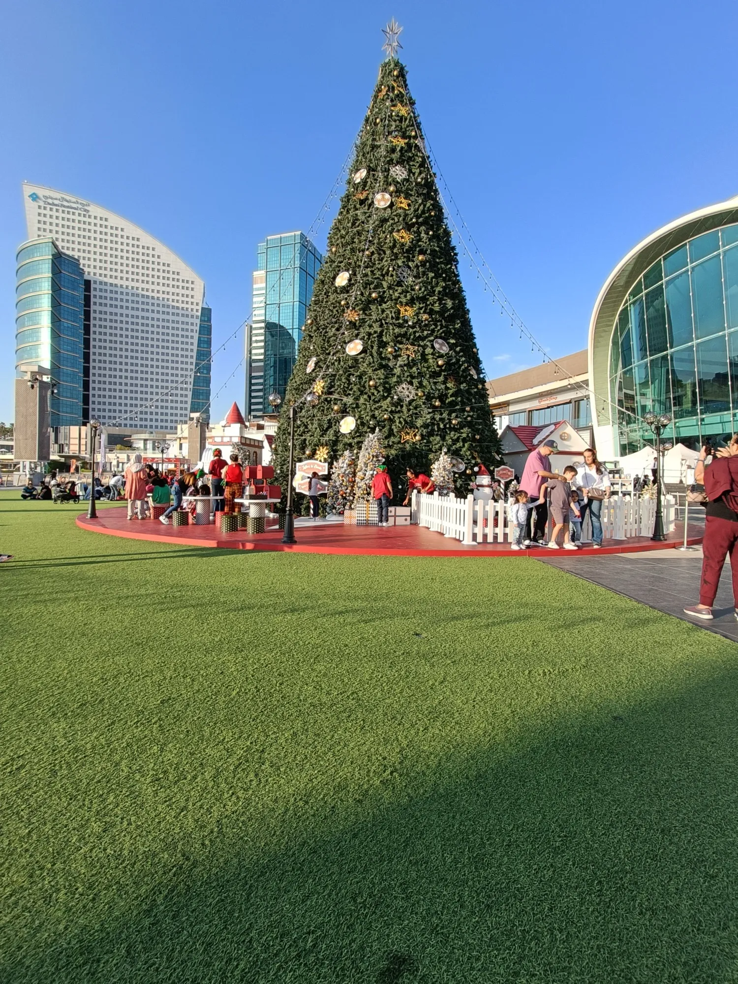 A decorated Christmas tree inside Dubai Festival City Mall